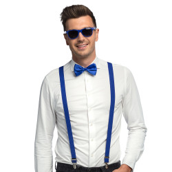 Modrá sada doplňků brýle kšandy motýlek